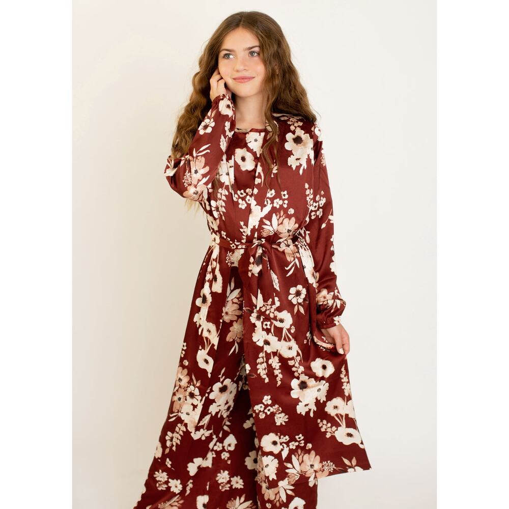 Joyfolie Mia Joy Poma Robe in Rust Floral Girls Size 8